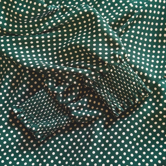 LOFT Green Polka Dot Long Sleeve Blouse - Picture 2 of 4